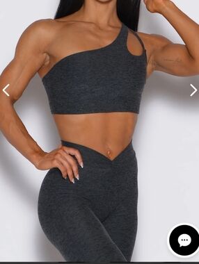 Bombshell Sportswear Charcoal One-Shoulder Sports Bra & High-Waist Leggings Set